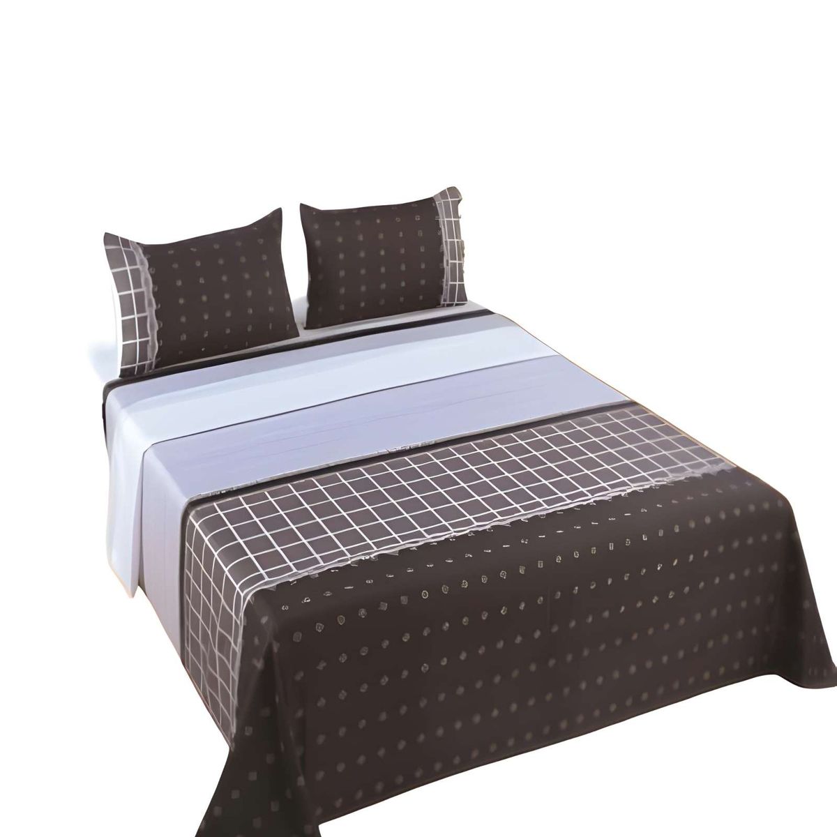 GENERICO - SET DE SABANAS DISEÑO LINEAS 2 PLAZAS GRIS