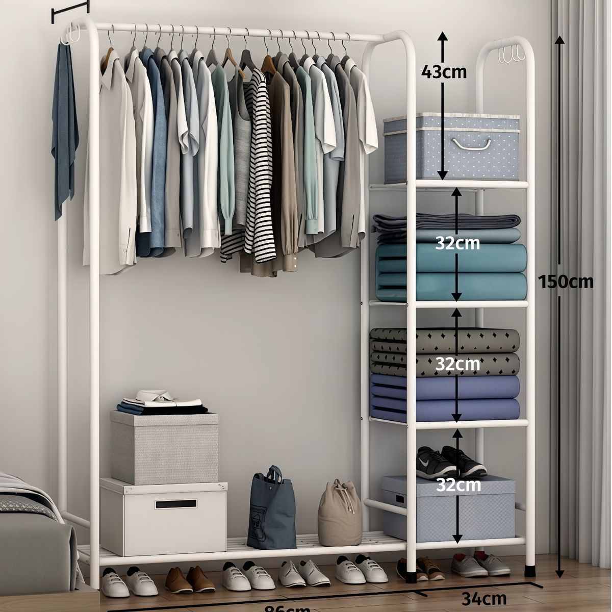 OASIS - Perchero Organizador De Ropa Color Blanco