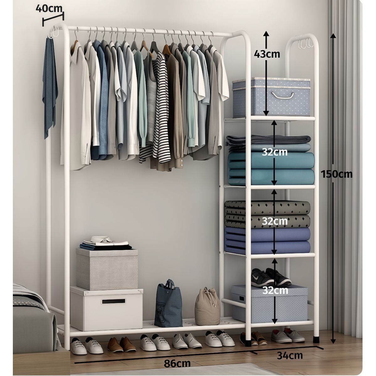 OASIS - Perchero Organizador De Ropa Color Blanco