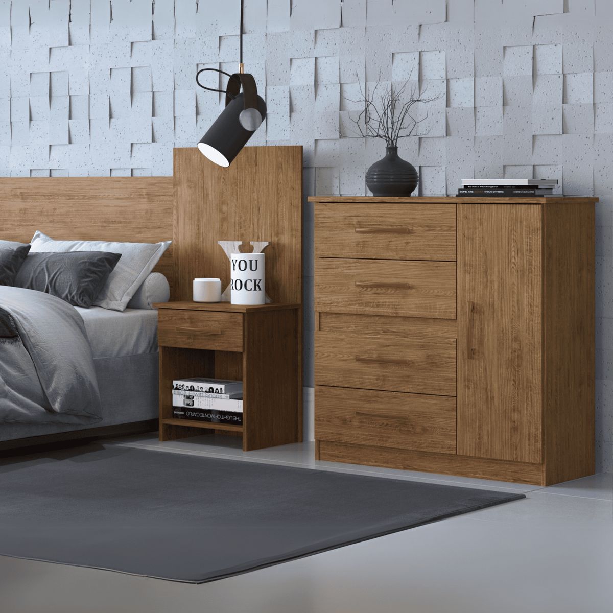 HOME MOBILI - Cómoda Roca 4 Cajones Marrón