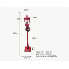 GENERICO - Farol Lampara Navideño Decorativo Luz Musical 180mt Pedestal