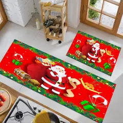 GENERICO - Pack 2 Alfombra De Navidad Antideslizante Piso Entrada De Baño, Cocina
