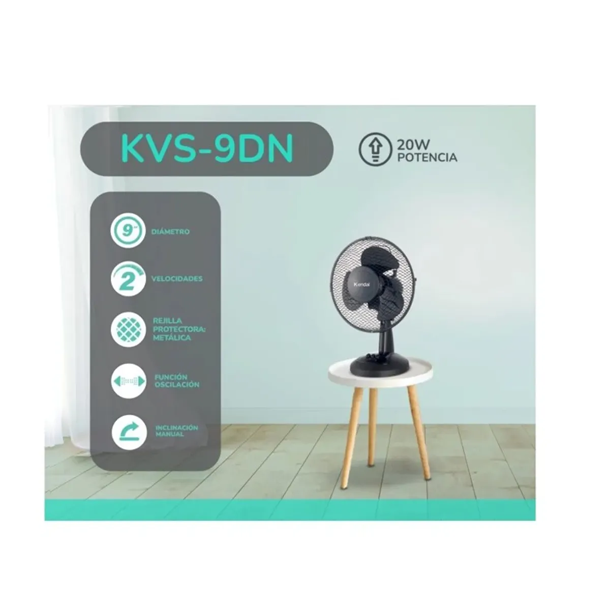 KENDAL - VENTILADOR SOBREMESA KVS-9DN NEGRO 9