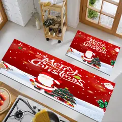 GENERICO - Pack 2 Alfombra De Navidad Antideslizante Piso Entrada De Baño, Cocina