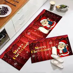 GENERICO - Pack 2 Alfombra De Navidad Antideslizante Piso Entrada De Baño, Cocina