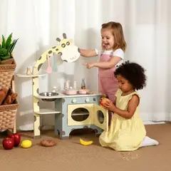 BABYLUNA - Cocina De Juguete Premium De Madera Diseño Jirafa Grande