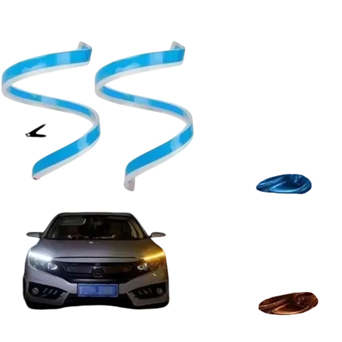 GENERICO - Cinta Dirección Foco Auto Bi Color Amarilla Blanca Led