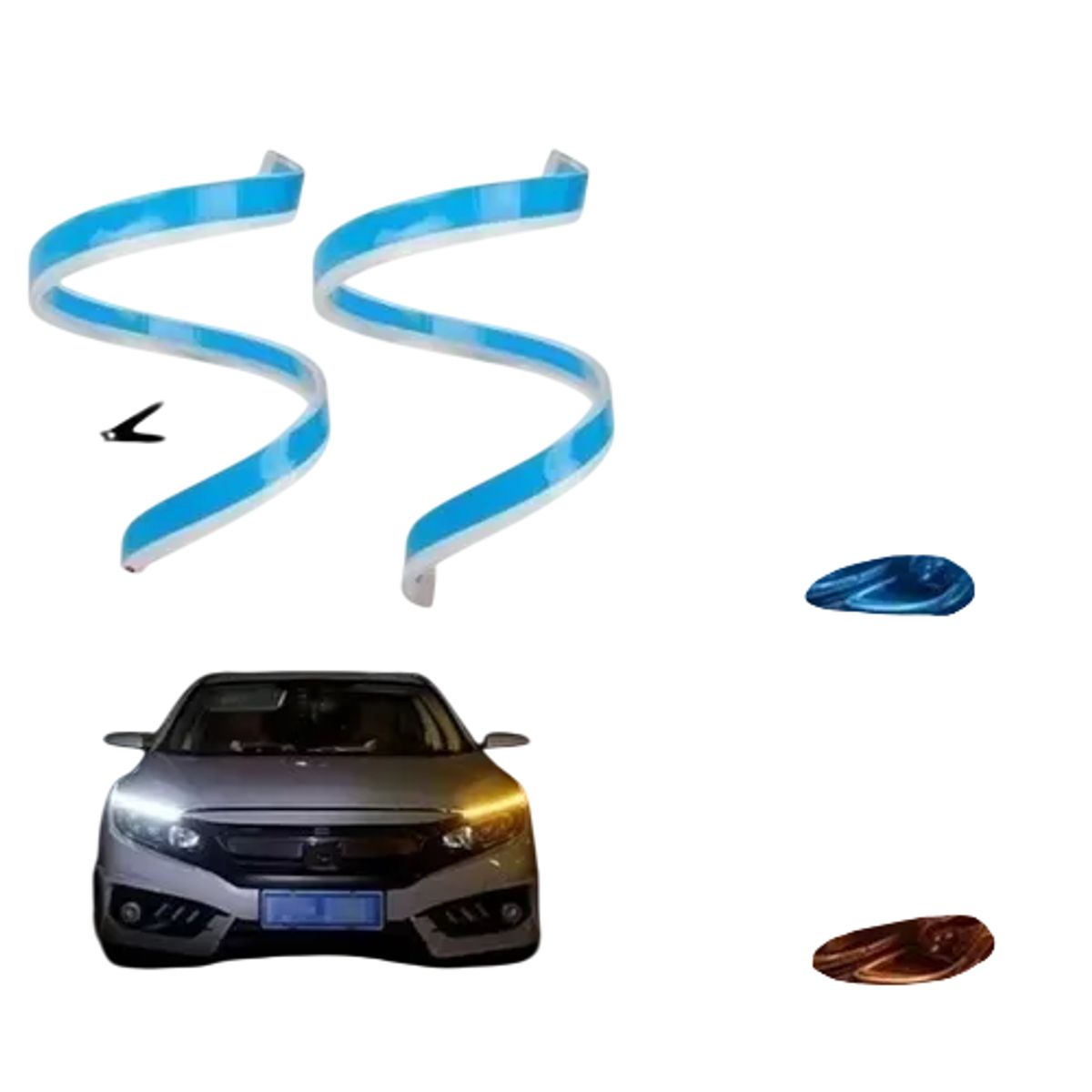 GENERICO - Cinta Dirección Foco Auto Bi Color Amarilla Blanca Led
