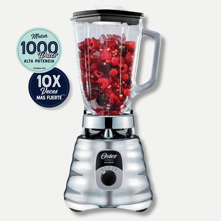Licuadora Oster® cromo, perilla ergonómica 3 velocidades BLST4655