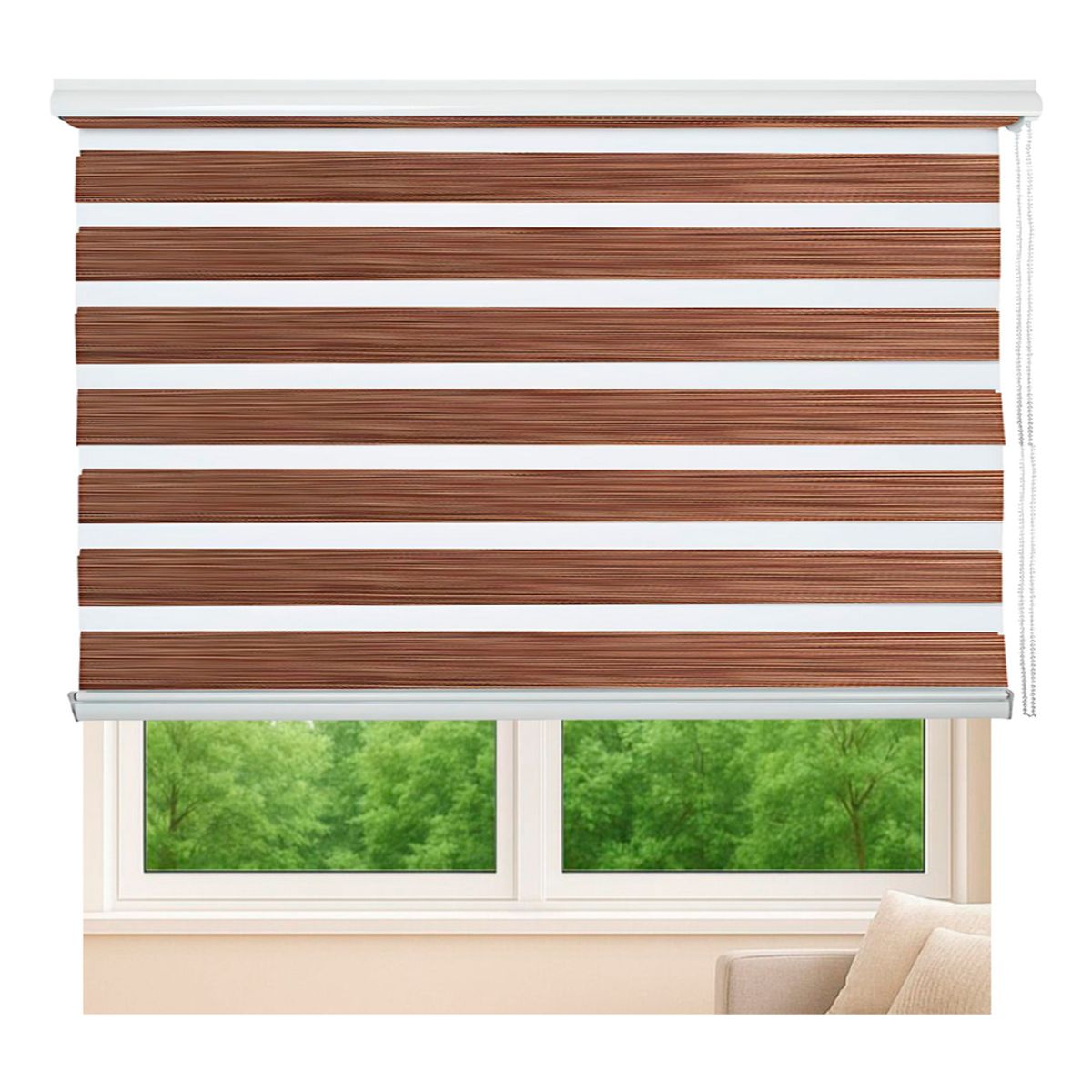 HOMEBRANDT - Cortina Roller Cafe Oscuro Jaspeada Duo Zebra Día Noche 100x240cm