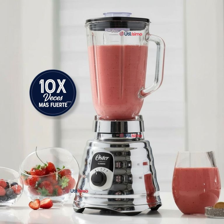 Licuadora Oster® cromo, perilla ergonómica 3 velocidades BLST4655
