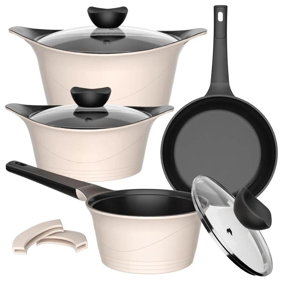 GENERICO - Batería Cocina Aluminio Fundido 7 piezas Kova Beige