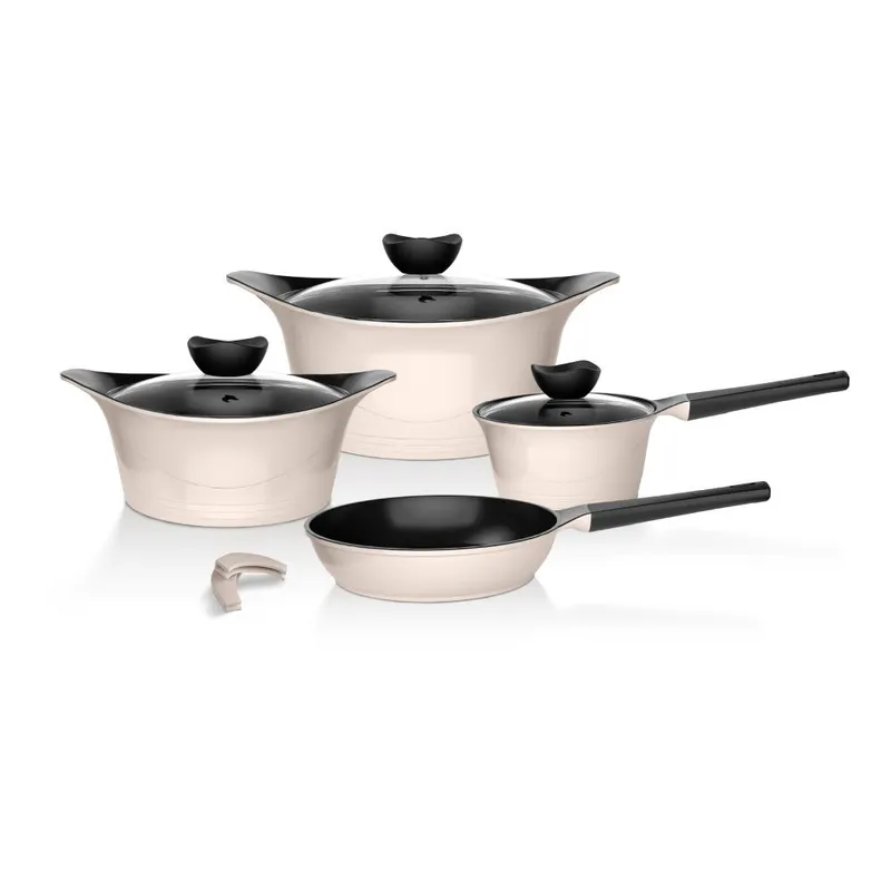 WENS - Batería Cocina Aluminio Fundido 7 piezas Fortis Beige Wolf