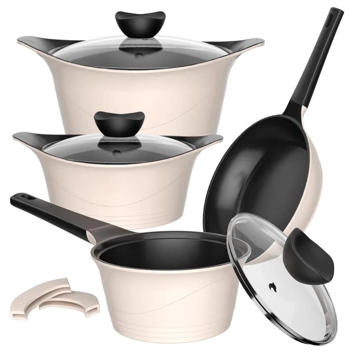 GENERICO - Batería Cocina Aluminio Fundido 7 piezas Kova Beige