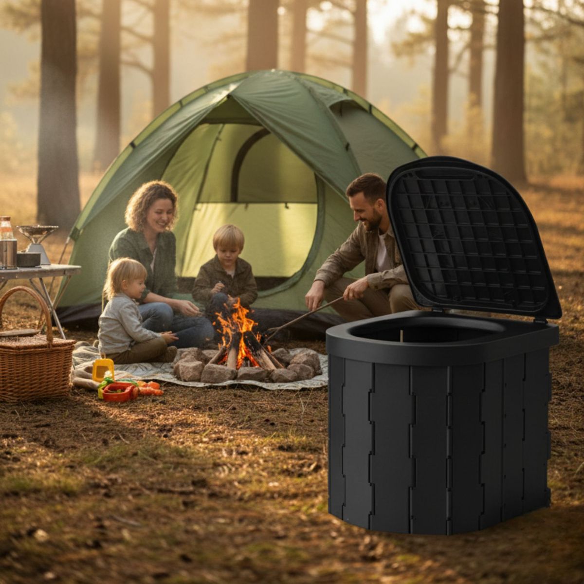 Inodoro Portátil Y Plegable Multiuso Para Camping Negro, marca BABYLUNA - Foto Principal