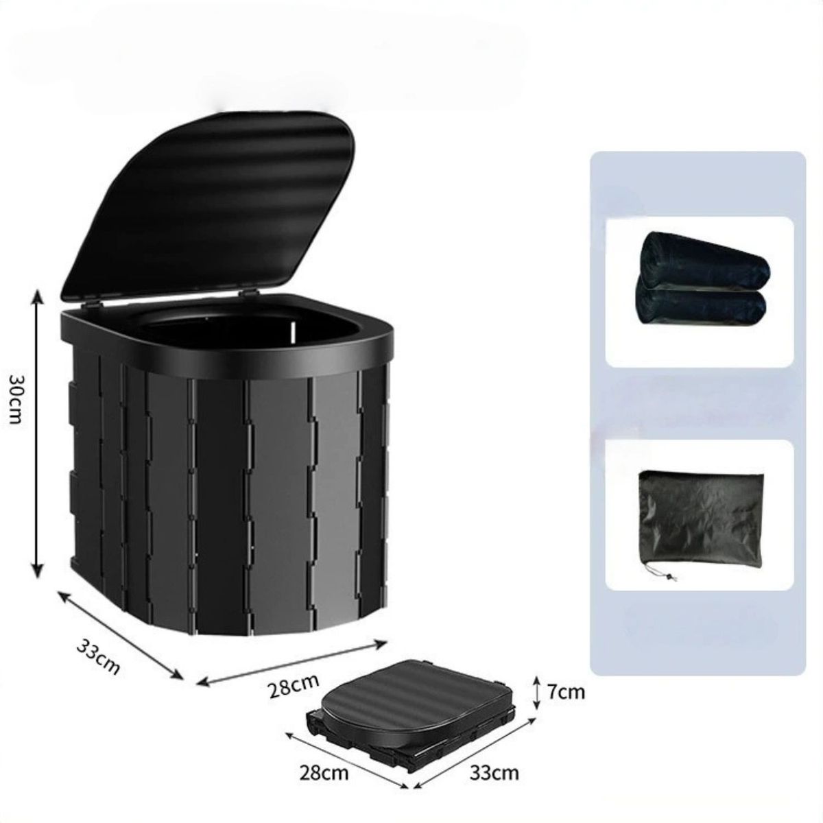 Inodoro Portátil Y Plegable Multiuso Para Camping Negro, marca BABYLUNA - Foto 2