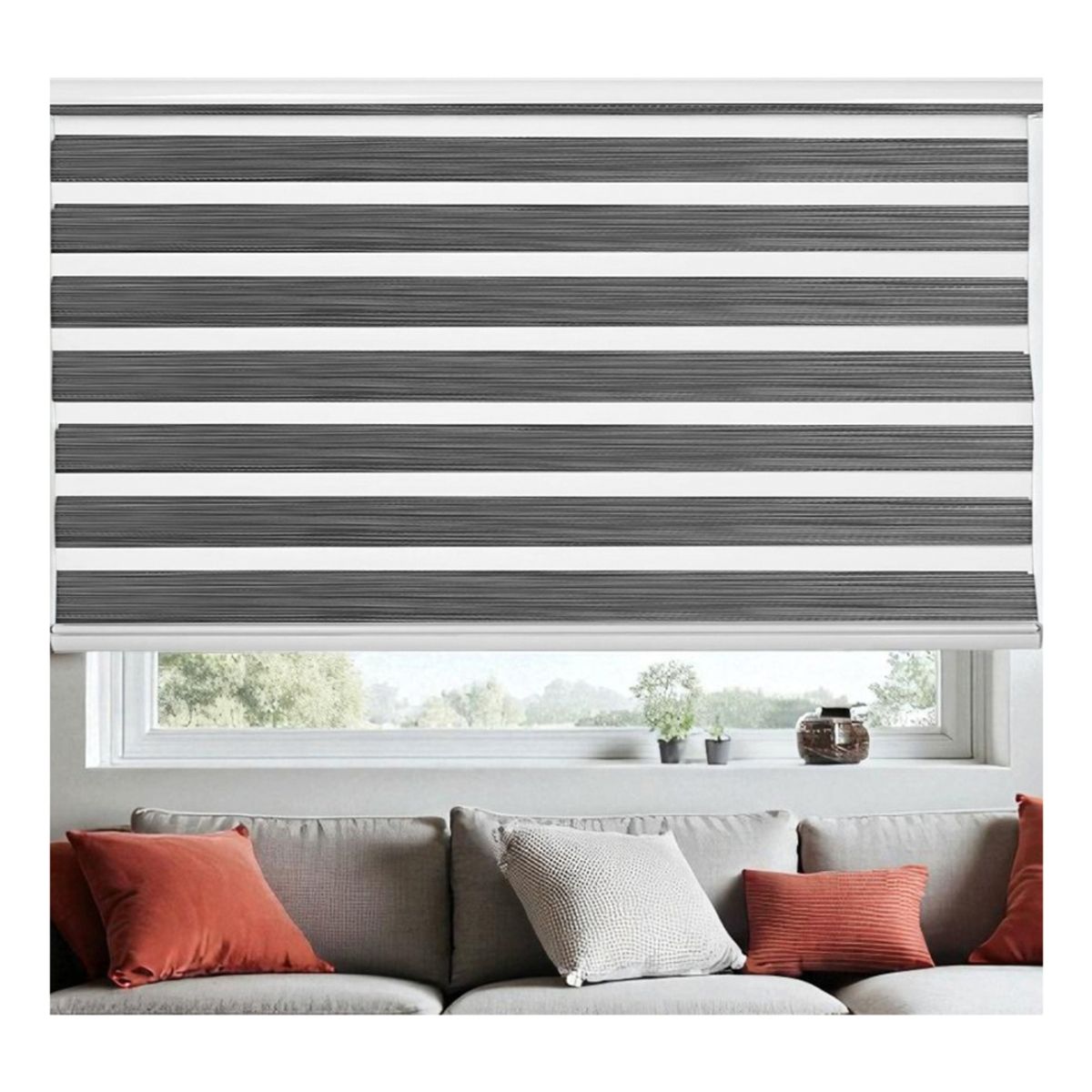 HOMEBRANDT - Cortina Roller Gris Jaspeada Duo Zebra Día Noche 100x240cm