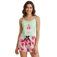 MEDIA LUNA - Pijama Conjunto Short y Polera Diseño Sandía