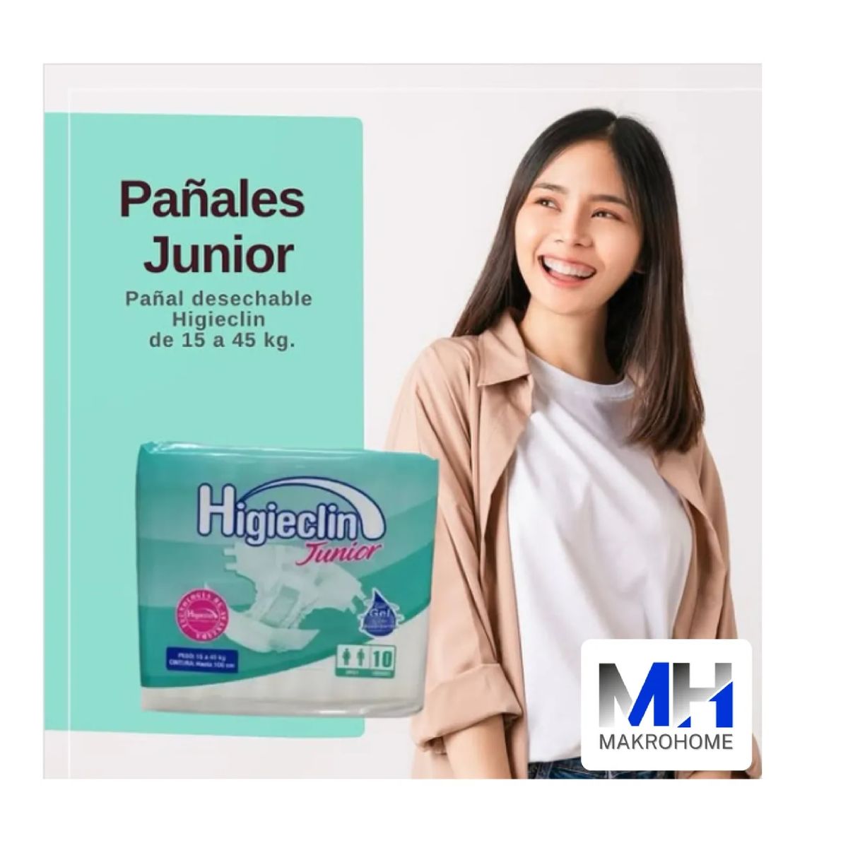 GENERICO - Pañal Higieclin Junior X10 Unid - Adolescentesniños 15-45k