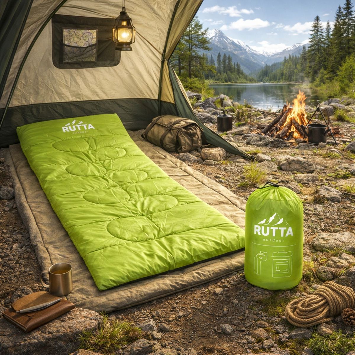 RUTTA - Saco de Dormir 250 gr Verde