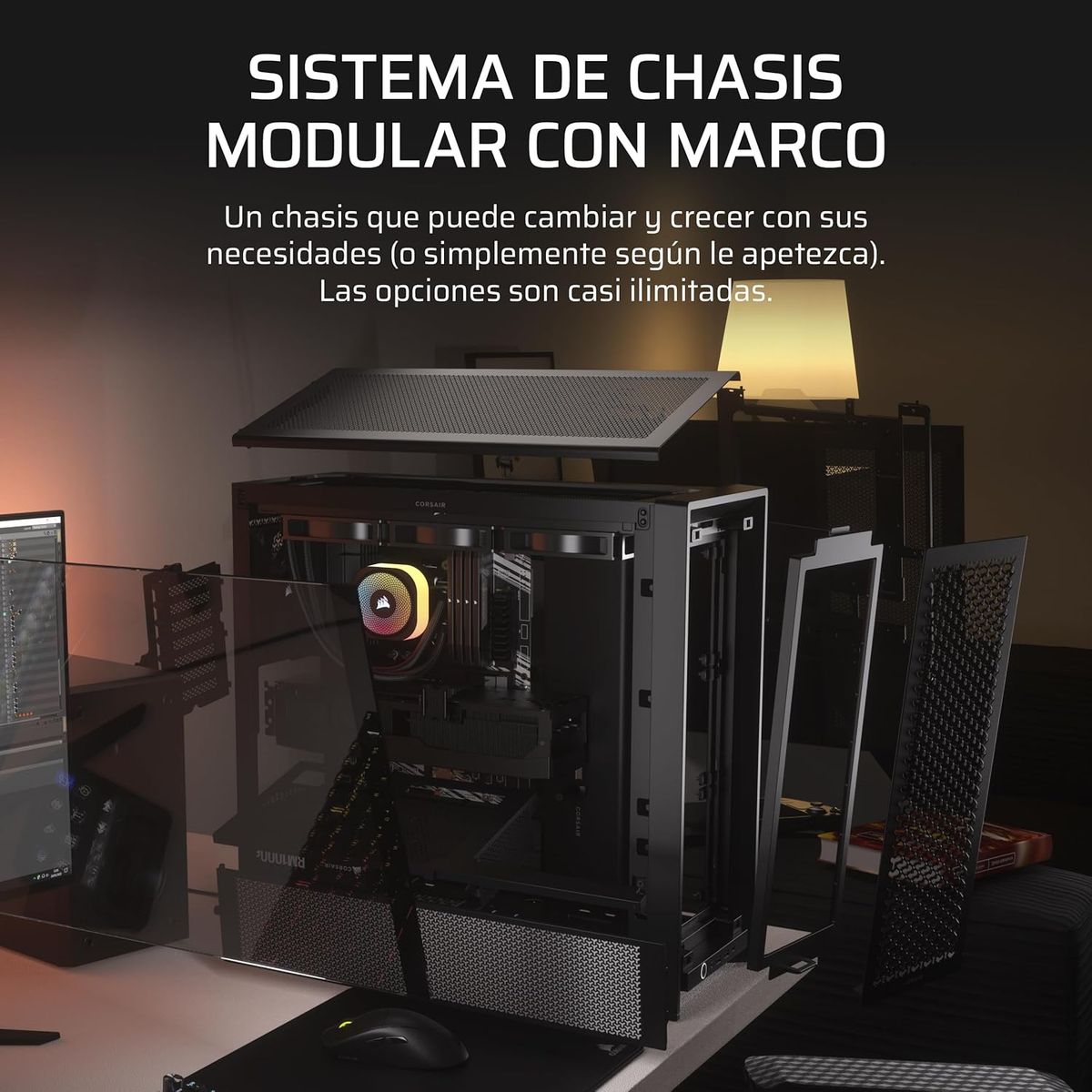 CORSAIR - Gabinete Gamer Corsair 4000D Frame Mid Tower - Negro Modular Vidrio Templado