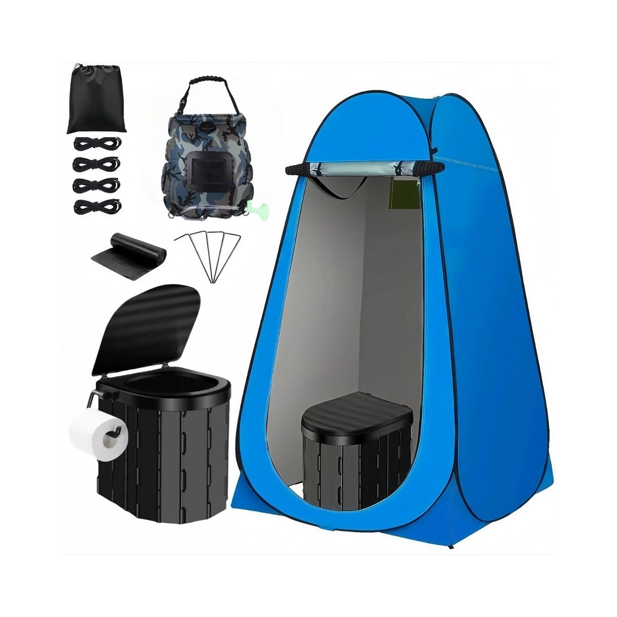 BABYLUNA - Set Esencial 3 En 1 Para Camping - Baño, Cambiador, Ducha Azul