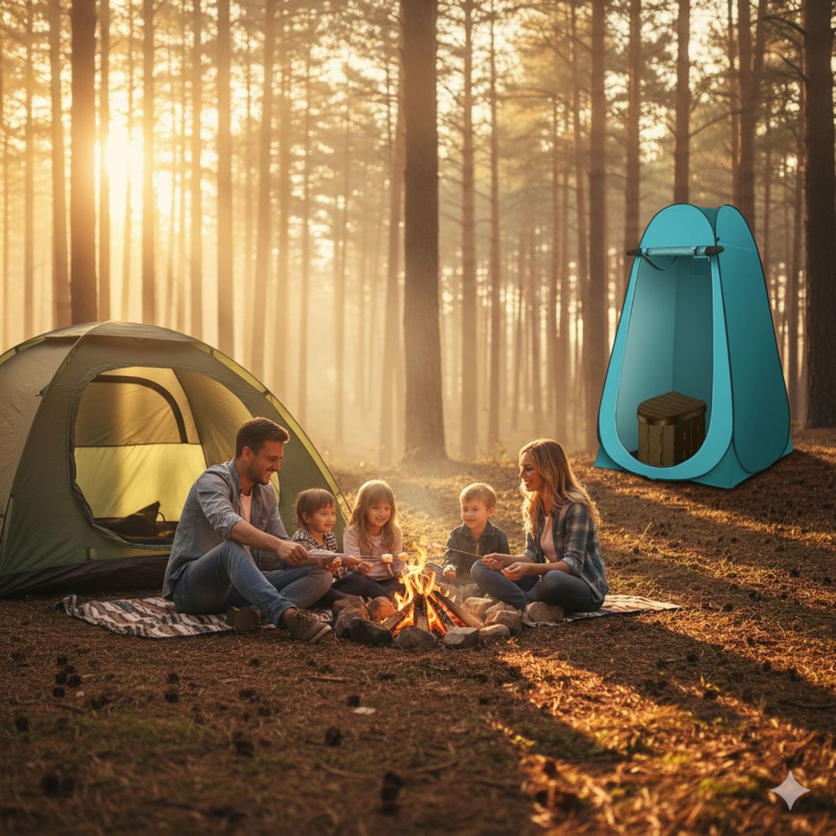 BABYLUNA - Set Esencial 3 En 1 Para Camping - Baño, Cambiador, Ducha Azul