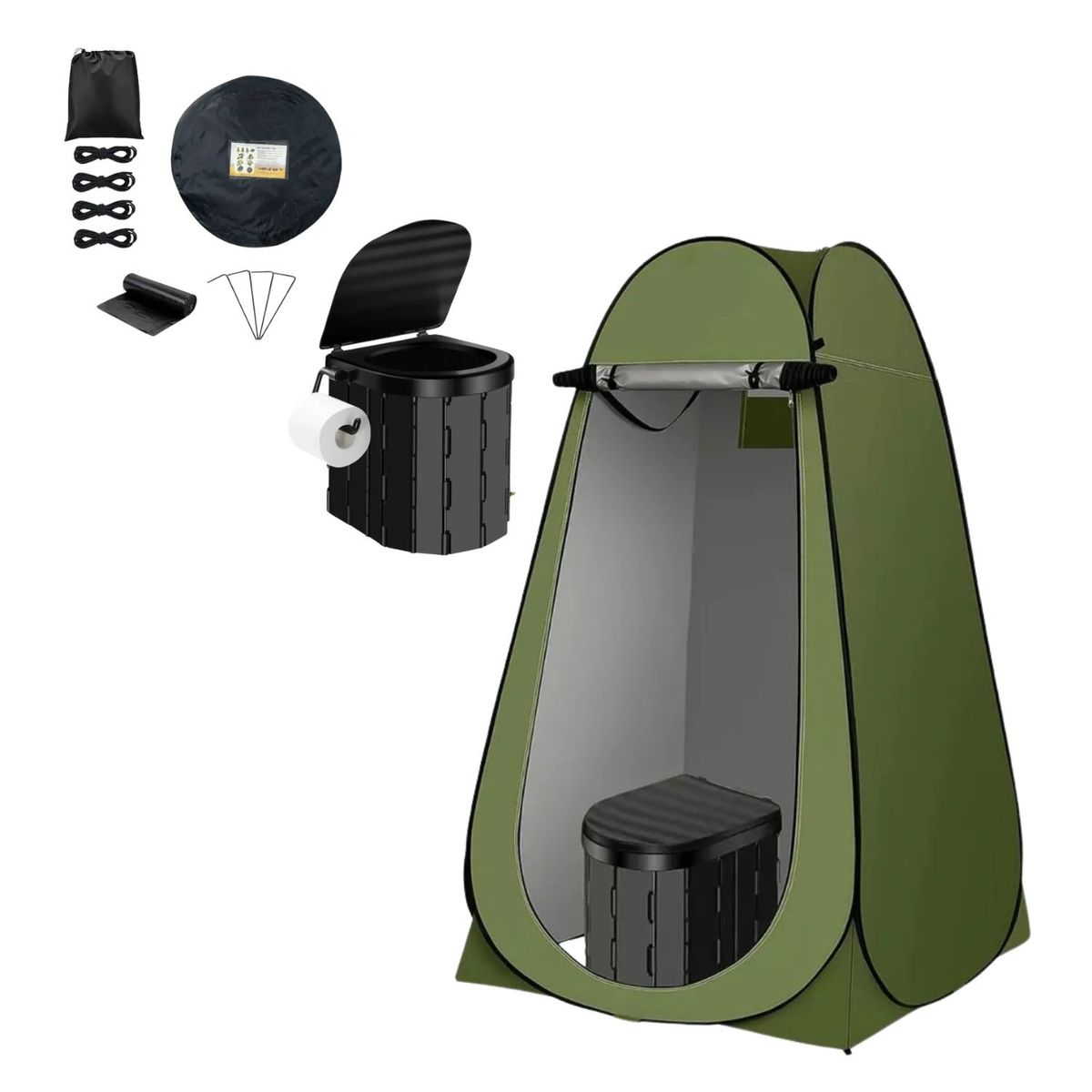 BABYLUNA - Set Esencial 3 En 1 Para Camping - Baño, Cambiador, Ducha Verde