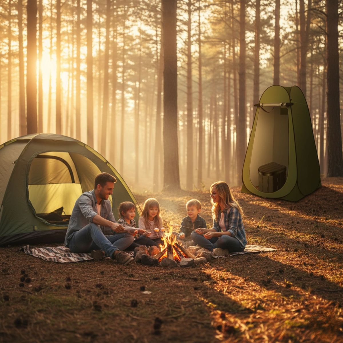 BABYLUNA - Set Esencial 3 En 1 Para Camping - Baño, Cambiador, Ducha Verde