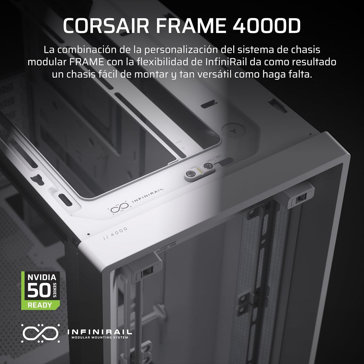 CORSAIR - Gabinete Gamer Corsair 4000D Frame Mid Tower - Blanco Modular Vidrio Templado