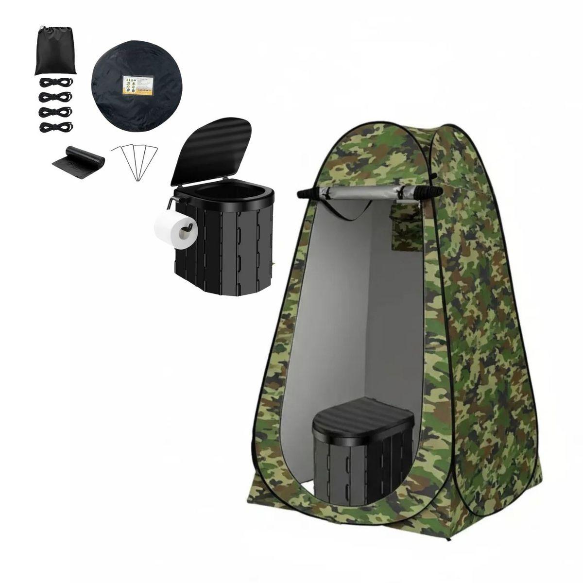 BABYLUNA - Set Esencial 3 En 1 Para Camping - Baño, Cambiador, Ducha Camuflado