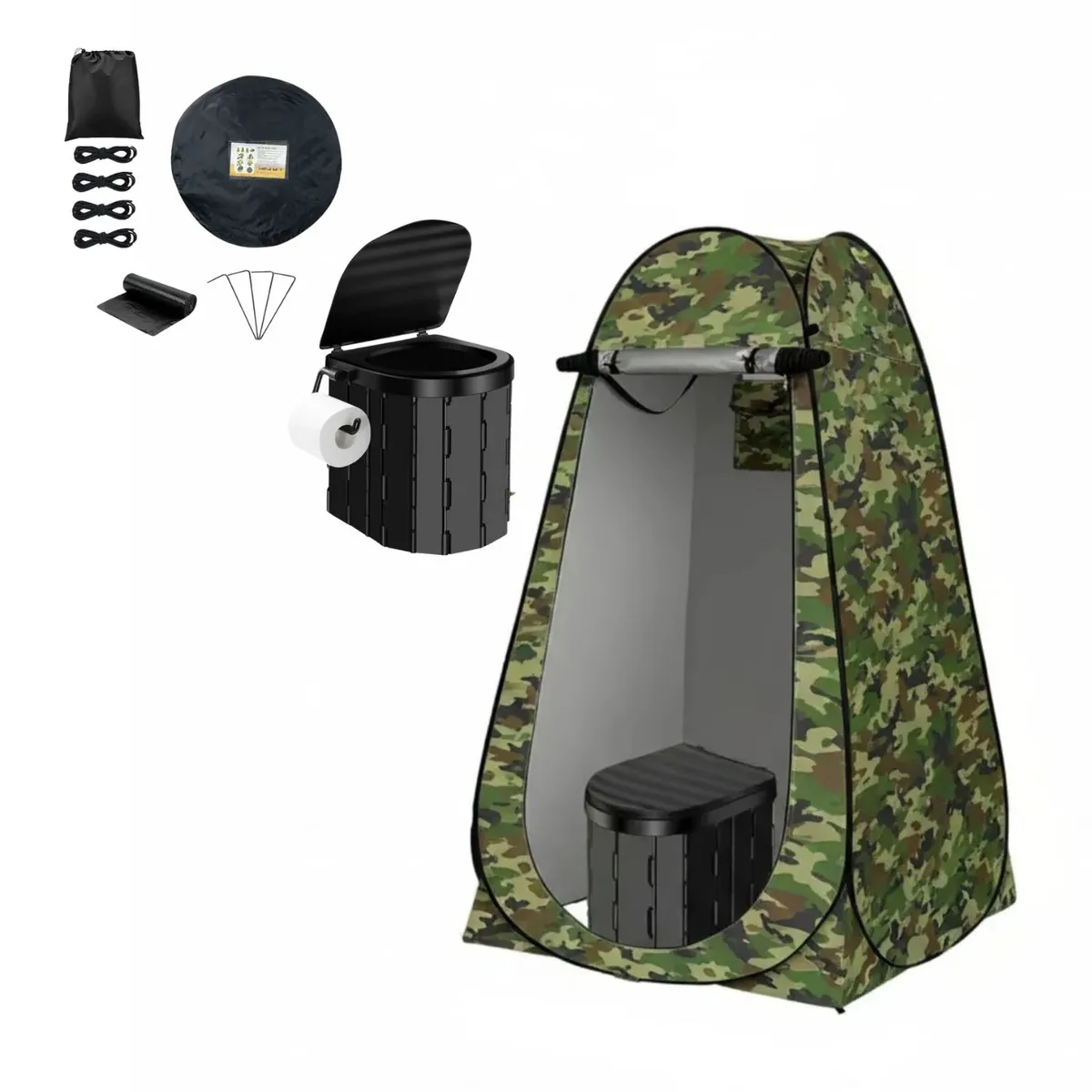 BABYLUNA - Set Esencial 3 En 1 Para Camping - Baño, Cambiador, Ducha Camuflado