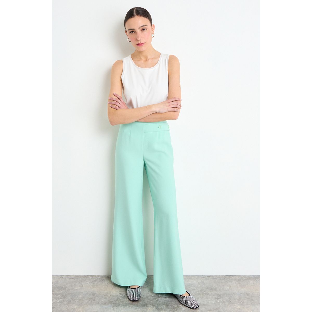 IO - Pantalon Liso Mujer Verde Io