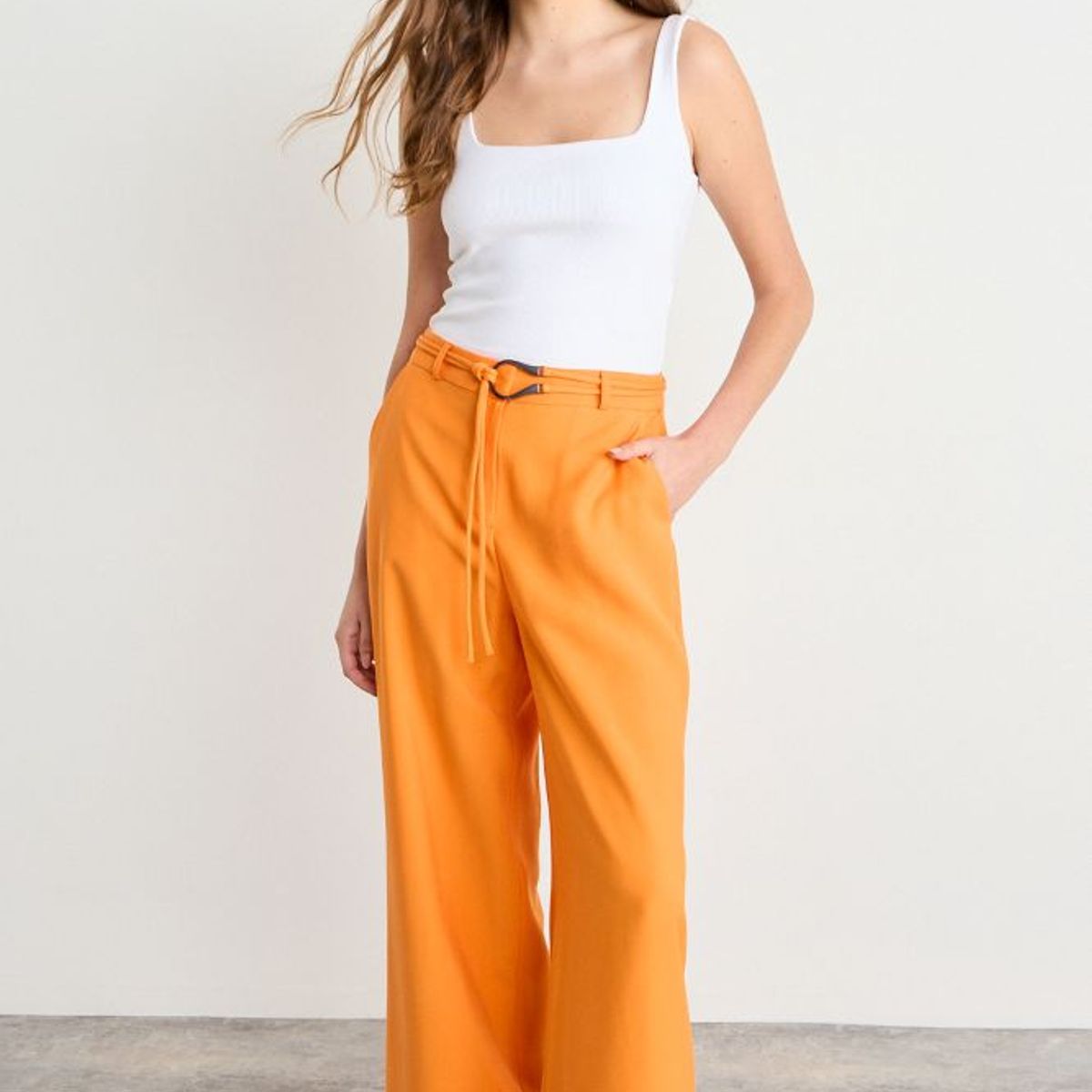 IO - Pantalon Liso Mujer Naranjo Io