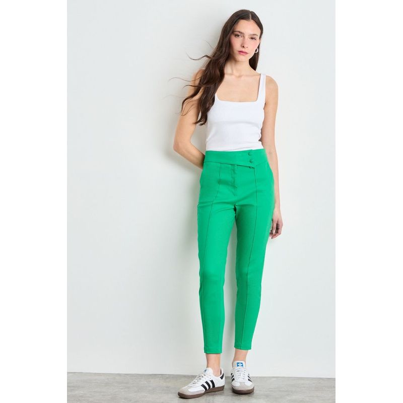 IO - Pantalon Liso Mujer Verde Oliva Io