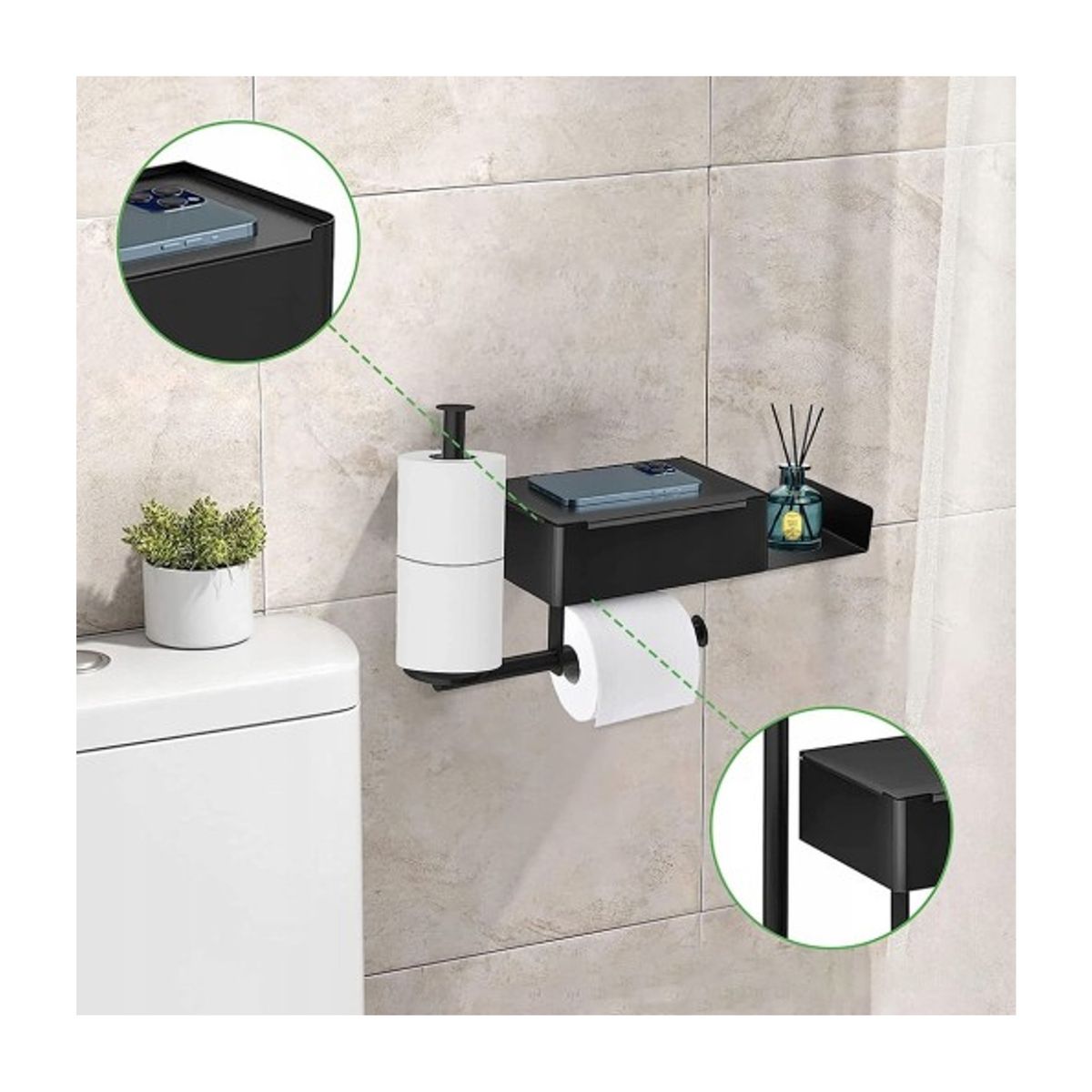 GENERICO - Soporte Papel Higiénico Toallas Húmedas Celular Baño