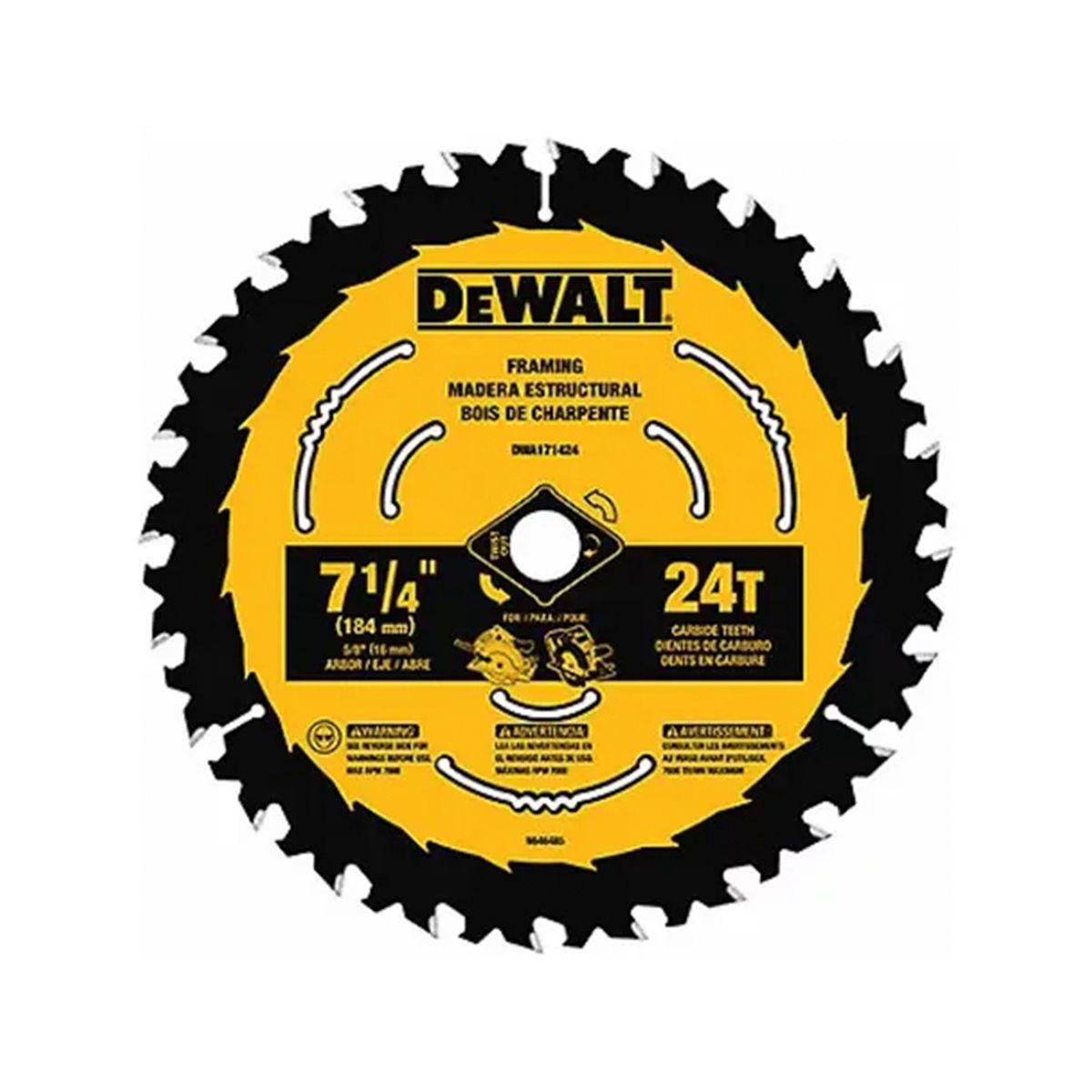 DEWALT - Disco De Sierra 7-1/4''x 5/8'' 24 Dientes Dewalt DWA271424