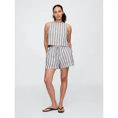 GAP - Short Mujer 4" Lino Striped Blanco