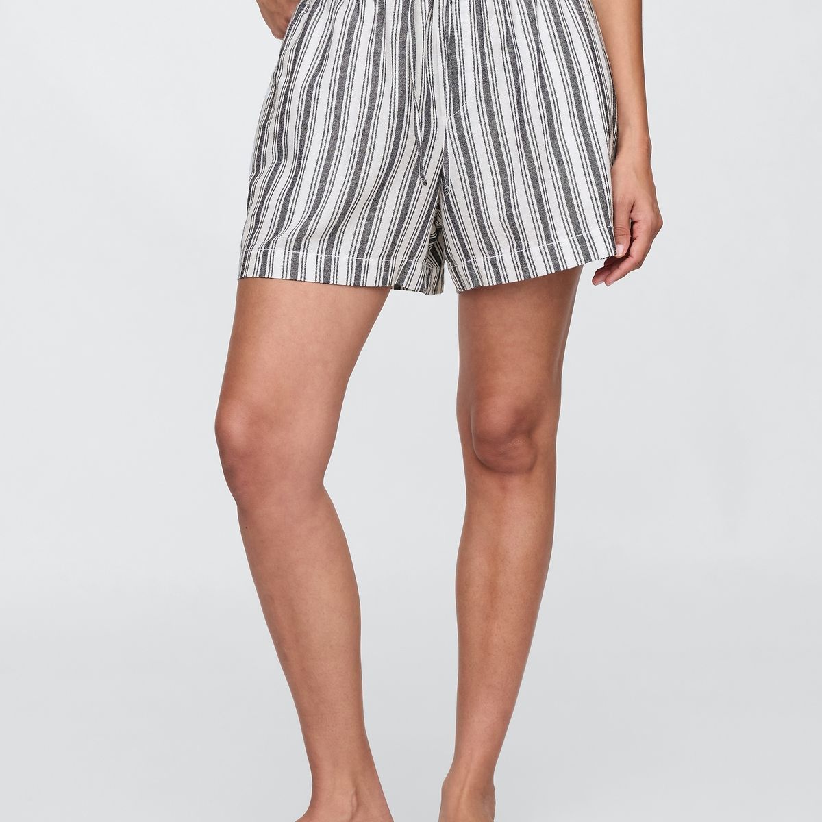 GAP - Short Mujer 4" Lino Striped Blanco Gap