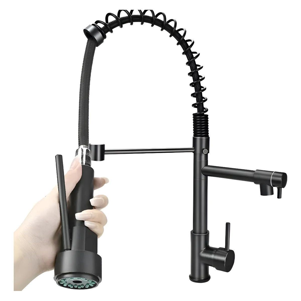 EVERSO - Llave Monomando Lavaplatos Flexible Griferia Cocina 360° Negro Mate