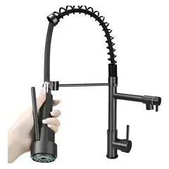 EVERSO - Llave Monomando Lavaplatos Flexible Griferia Cocina 360° Negro Mate