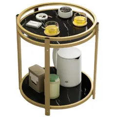 GENERICO - Mesa de Centro Auxiliar de Metal Moderna 2 Niveles 45x45x54