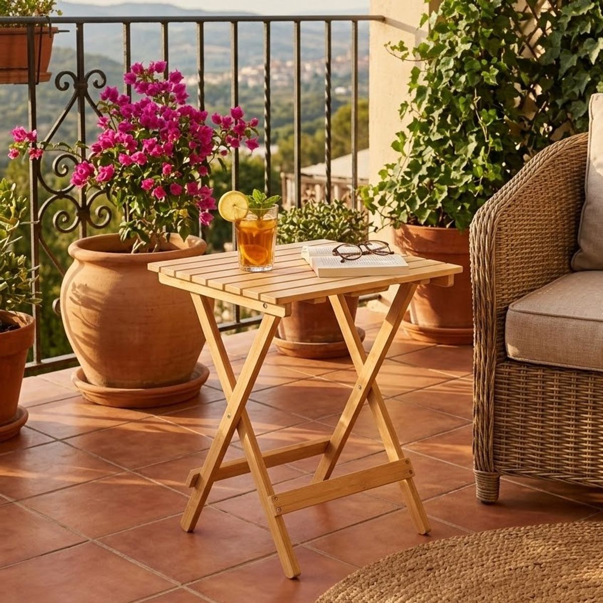 RUTTA - Mesa de Madera Plegable Bamboo  46×51×56 Cm