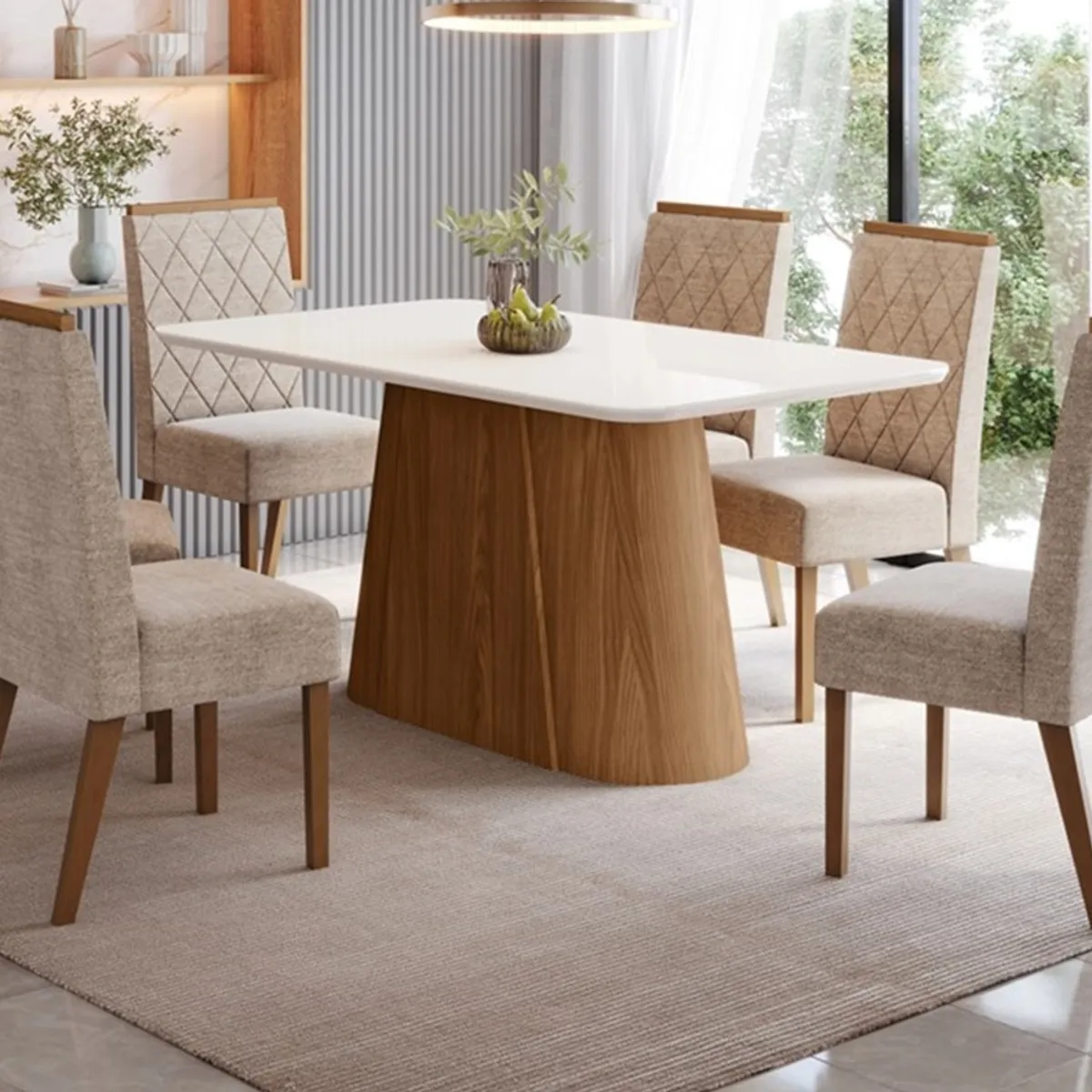 HOME MOBILI - Juego de Comedor Dalma 6 Sillas con Vidrio