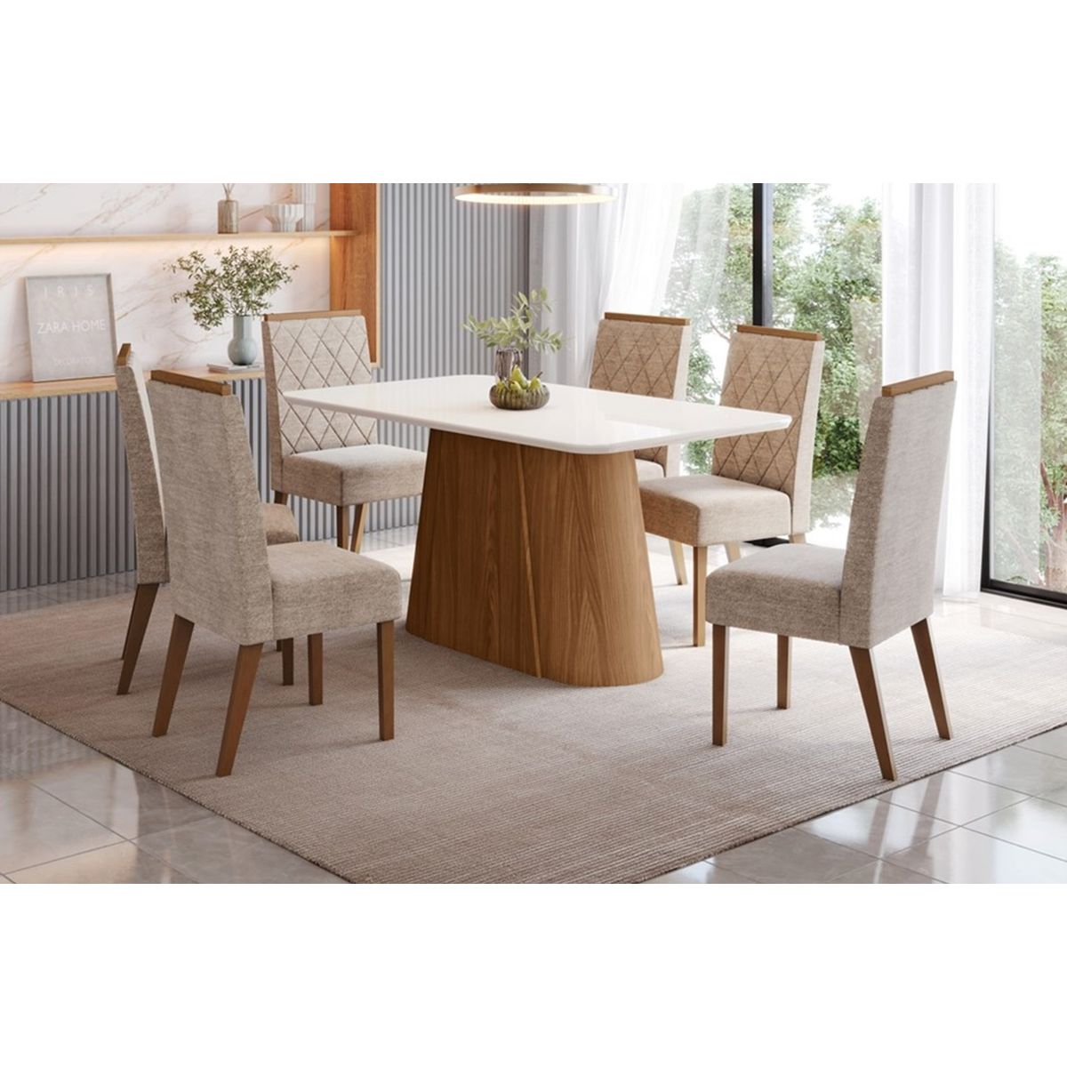 HOME MOBILI - Juego de Comedor Dalma 6 Sillas con Vidrio