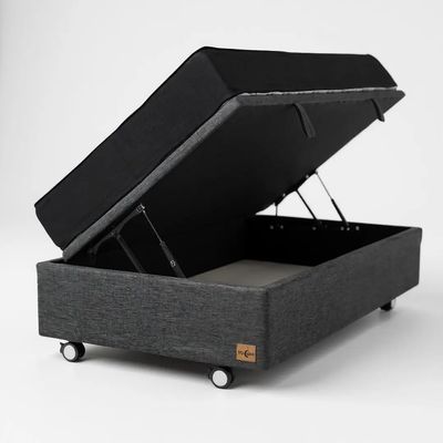 Imagen 2 del producto Cama Baul 1.5 Plaza + Colchon Black L190 /Con Ruedas LOGO (Gris)