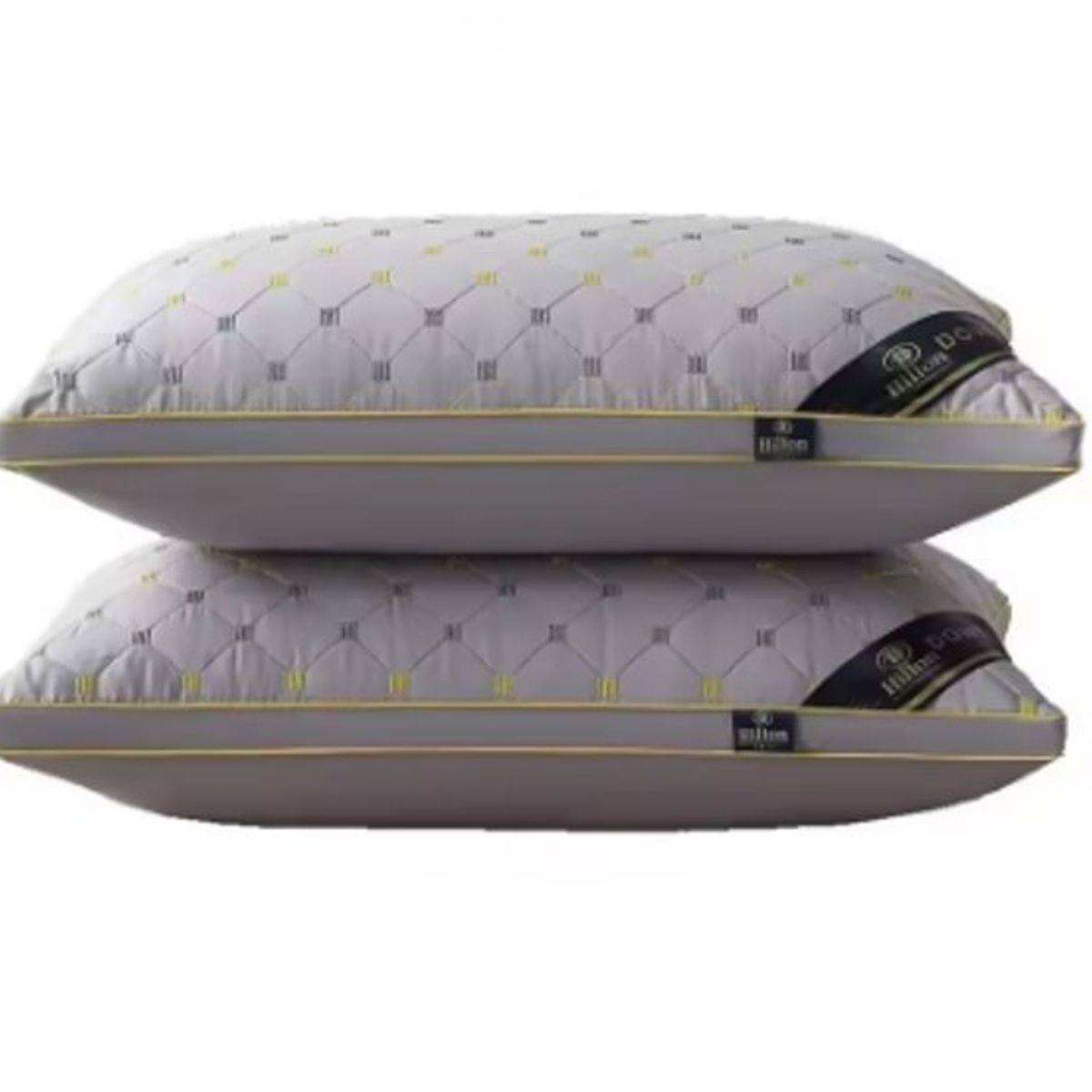 GENERICO - ALMOHADAS MARCA HILTON COLOR GRIS CON DISEÑO 50cm x70cm PACK 2 UND