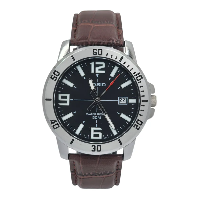 CASIO - Reloj Pulsera Casio MTP-VD01L-1BV Con Correa De Cuero Color Marrón