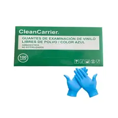 CLEANCARRIER - Guante Vinilo Azul Talla M Caja X 100 Unidades