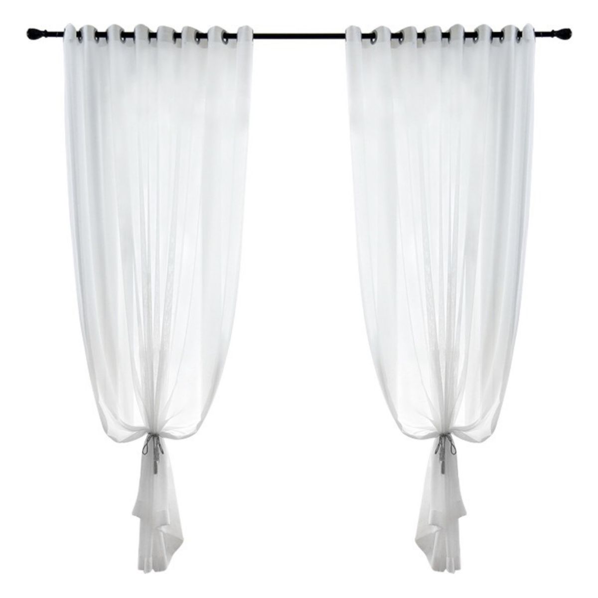 GENERICO - Cortina Velo Liso Con Argolla 140x230 Cm 2 Paño - Blanco